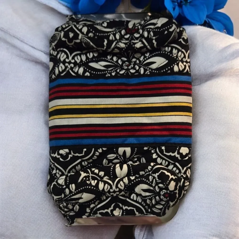 Vera Bradley Barcelona Black Kiss & Make Up Cosmetic Bag Kisslock Retired Travel